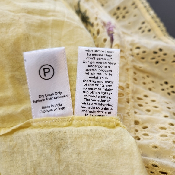 NWT Hemant & Nandita Floral Embroidered Mara Mini Skirt Butter Yellow Size Small - Picture 12 of 12